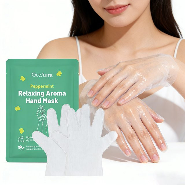 OceAura Handmaskenhandschuhe Pfefferminz-Aroma, Feuchtigkeitsbehandlung für Hände - Bild 1