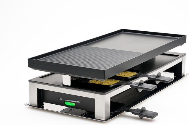 Solis 3 in 1 Raclette Tischgrill mit Crepes-Funktion, 1500W, Schwarz, Edelstahl und glatter Platte, für 10 Personen - Bild 1