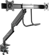 StarTech.com Dual Monitor Arm ARMSLMBARDUO Heavy-Duty Monitorhalterung in Schwarz mit synchronisierter Höhenverstellung und Tischklemme sowie VESA-Kompatibilität - Bild 1
