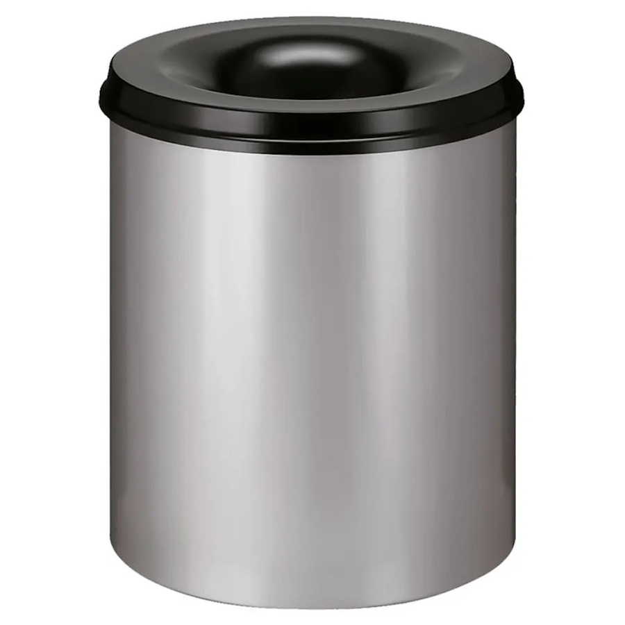 PROREGAL Selbstlöschender Papierkorb und Abfallsammler aus Metall, 80 Liter, Farbe: Grau und Schwarz, H x Ø: 54 x 47 cm - Bild 2