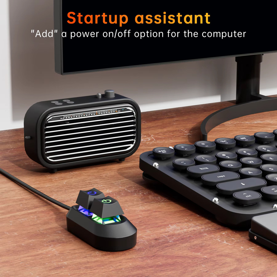 GGBEE Mechanischer Desktop-Netzschalter mit Ein/Aus- und Reset-Taste in Schwarz - Bild 5