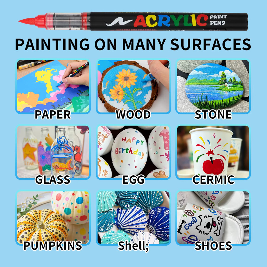 Set mit 36 flüssigen Acrylfarben-Markern in Multicolour für Kunstzeichnungen, DIY-Bastelarbeiten und Schulbedarf - Bild 5