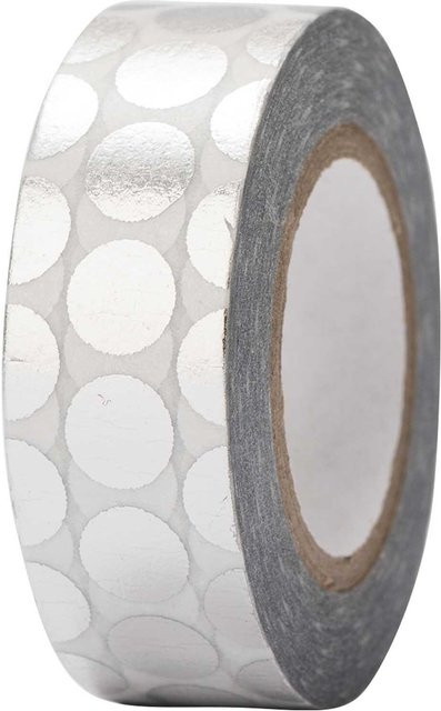 Rico Design Washi Tape Paper Poetry mit silbernen Punkten und Hot Foil Effekt, Breite: 1,5 cm, Länge: 10 m - Bild 1