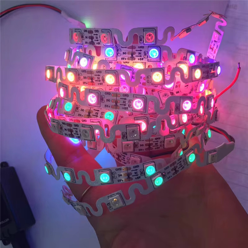 JOYPINJ WS2812B LED-Streifen S-Form Zickzack, 5m, 5V, RGBIC, 60 LEDs/m, Multicolour - Bild 4