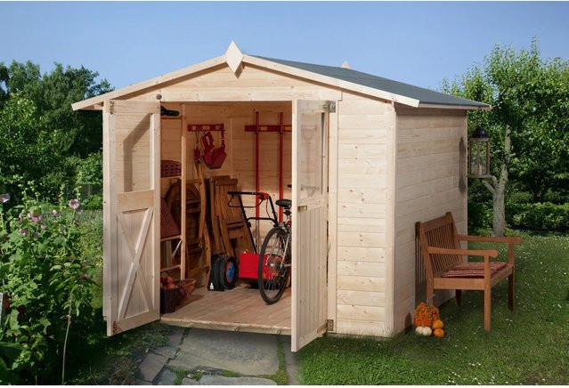 Weka Holz-Gartenhaus mit Satteldach in Natur, Unbehandelt, B/T/H: 273 x 254 x 221 cm - Bild 1