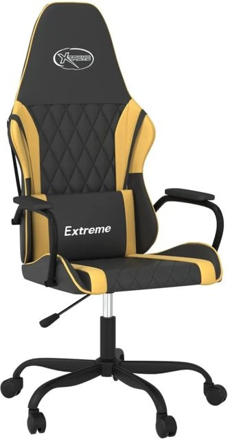 vidaXL Gaming-Stuhl Modell 2 in Schwarz & Gold mit Massagefunktion und Kopfstütze aus Kunstleder - Bild 1