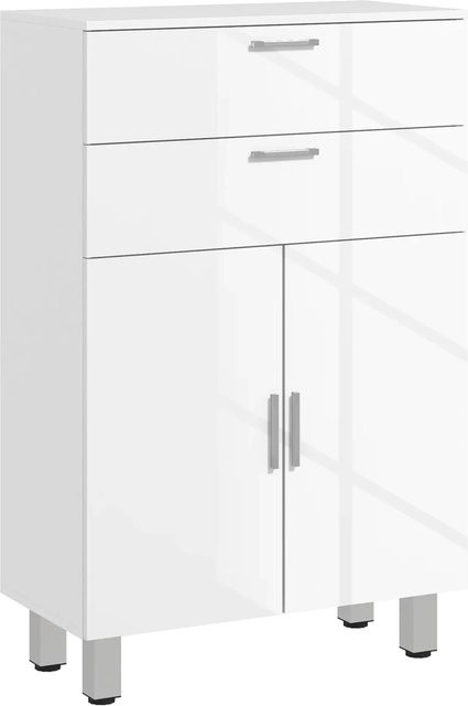 kleankin Badezimmerschrank in Weiß, moderner Schrank mit Türen und Regalböden, B/T/H: 30 x 30 x 93 cm - Bild 1