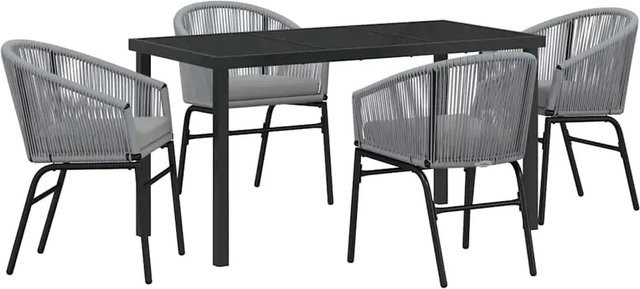 vidaXL Garten Essgruppe 5-teilig aus Poly Rattan in Anthrazit Grau für Terrasse und Garten - Bild 1