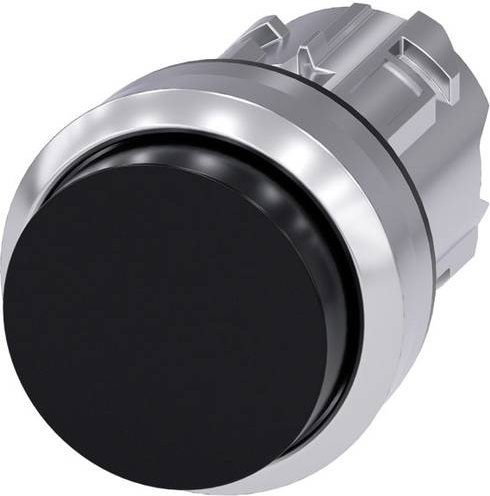 Siemens Drucktaster 3SU1050-0BB10-0AA0 mit Frontring aus Metall in Silber und Schwarz, rund, Hochglanz - Bild 1