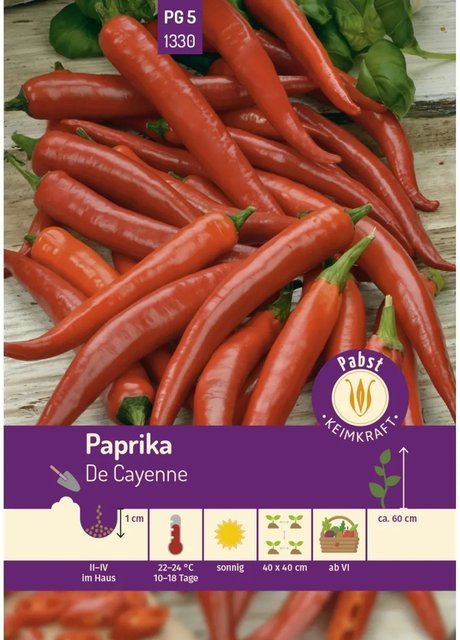Pabst Keimkraft Paprika De Cayenne Saatgut Lang und Scharf - Bild 1