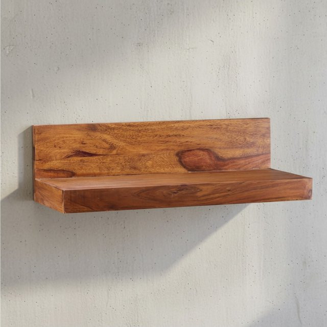 KADIMA DESIGN Wandregal NAKO aus Massivholz Sheesham in Braun im Landhaus-Design, B/T/H: 60 x 23 x 17 cm - Bild 1
