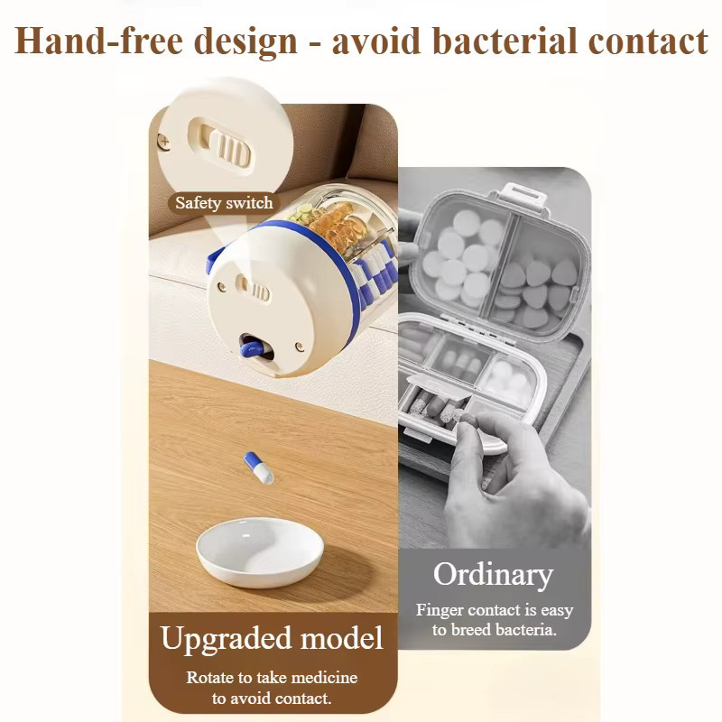 Untior Pill Organizer 4-Fach Medikamentenbox Mini Tragbare Tablettentasche Grün B: 8,0 cm, T: 6,0 cm - Bild 2