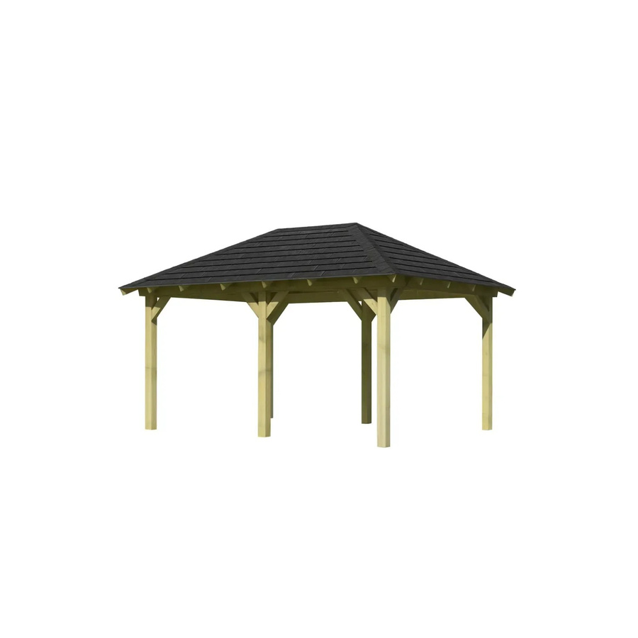 CHILLROI Karibu Pavillon Jalingo 2 Set aus Massivholz mit Dachschindeln in Schwarz - Bild 3
