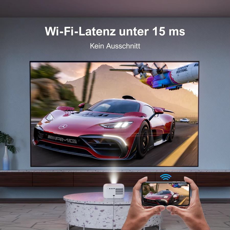 ULTIMEA Apollo P10 Mini Beamer in Weiß mit 1080P Full HD und 2K Decodierung sowie elektrischem Fokus als tragbarer Heimkino-Projektor - Bild 4