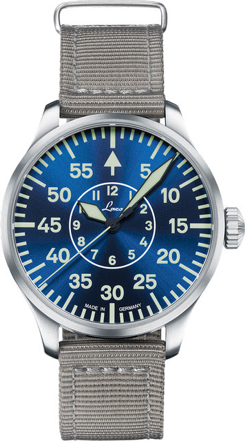 Laco Fliegeruhr Automatik, Edelstahl, Blau, Saphirglas, 42 mm - Bild 1