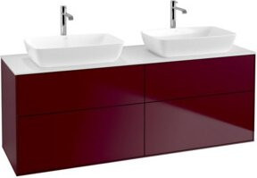 V&B Waschtischunterschrank Finion mit Wandbeleuchtung in Peony Matt, Farbe: Weiß matt, B/T: 160 x 50,1 cm - Bild 1