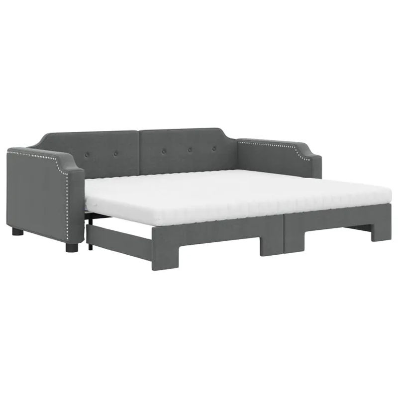 Vidaxl Schlafsofa mit Matratzen in Dunkelgrau aus Stoff, B/T/H: 90 x 200 cm - Bild 2