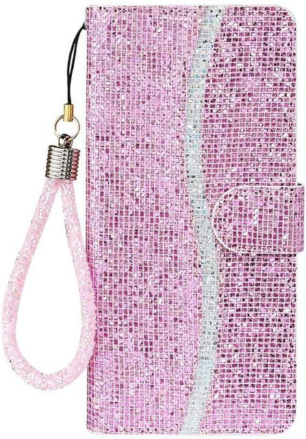 Glitzer Lederhülle Brieftasche Klapphülle für Samsung Galaxy A51 A52 A53 A72 A71 A50 A70 A11 A21S A42 A13 A22 A32 A73 Note10 S9 S10 A50S in Pink - Bild 1