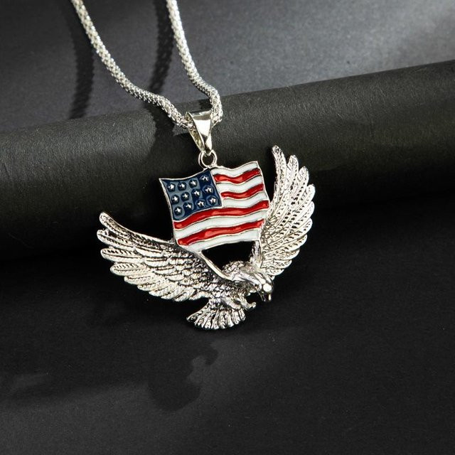 YIRAN Anhänger, Amerikanische Flagge Adler, Kupfer, gray, Unisex - Bild 1