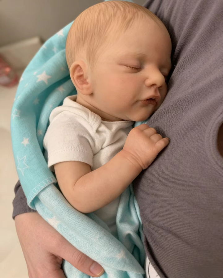 MRB Reborn-Babypuppe Sam, Neugeborenen-Puppe, 18 Zoll, mit handbemalten Haaren - Bild 2