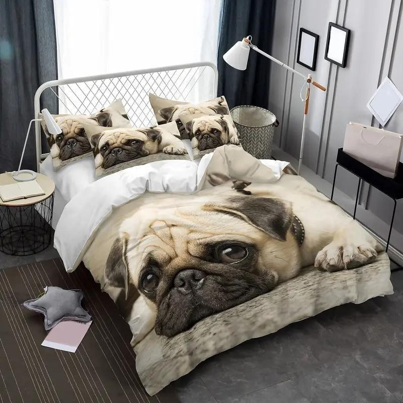 Bettwäsche-Set Binchi Outdoor Product mit niedlichem Mops-Druck aus Polyester, B/H: 135 x 200 cm - Bild 4