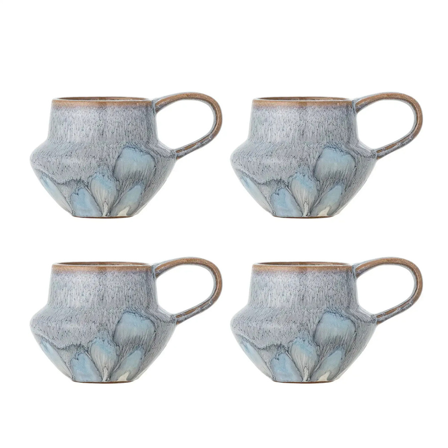 Bloomingville Bessie Keramikbecher in Blau, 4 Stück - Bild 1
