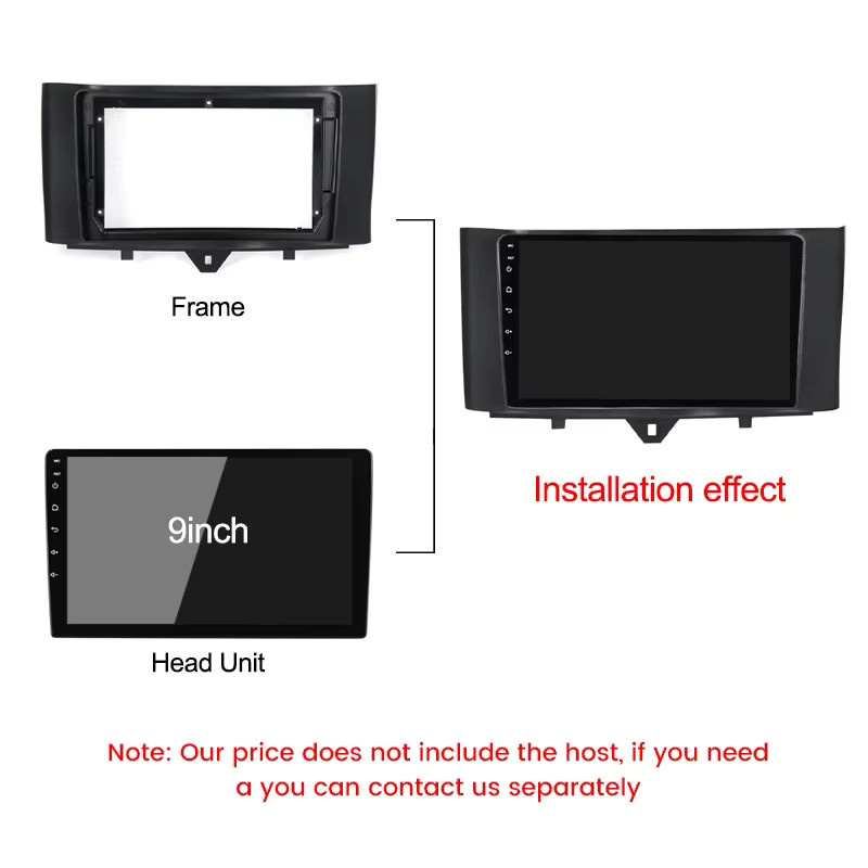 STRONGNAVI Auto-Stereo-Einbaurahmen für Mercedes Benz Smart Fortwo 2011-2015, 9-Zoll Android 2DIN Radio Armaturenbrett-Panel mit GPS, Schwarz - Bild 3