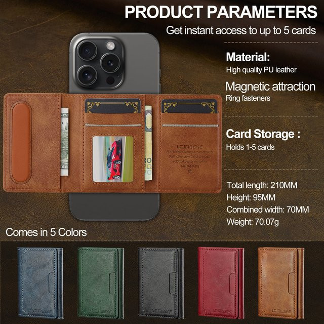 Magnetische Kartenhülle Solt aus PU Leder für iPhone, Samsung, Google und Xiaomi in Grün mit MagSafe Funktion und Kartenhalter - Bild 1