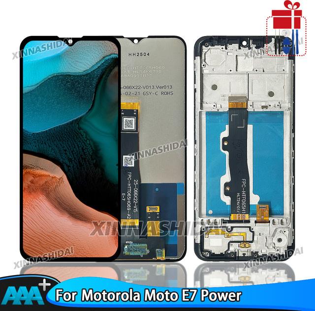 Motorola Moto E7 Power LCD Display mit Rahmen und Touch Screen Sensor in Schwarz, 6,51 Zoll - Bild 1