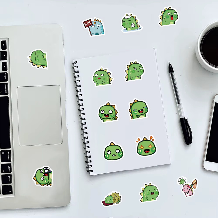100 Stück bunte Doodle-Dinosaurier-Aufkleber aus Papier für Kinder von Anime Worlds Store - Bild 2
