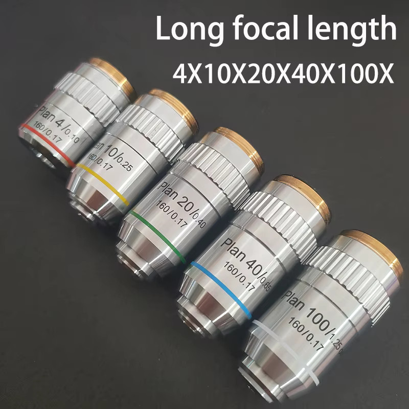 VBNM Achromatische Mikroskop-Objektive Set mit 4 bis 100x Vergrößerung, Silber, Standard-RMS-Schnittstelle 160/0,17 - Bild 4