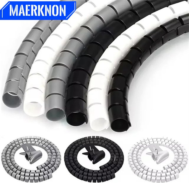 Maerknon Flexible Spiralschlauch Kabelorganizer in Grau, 2m Kabelmanagement-Schutzhülle für Schreibtisch und Computer - Bild 1