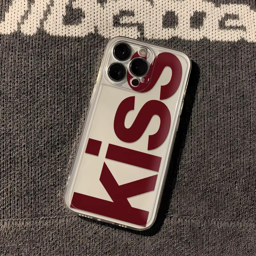 Kiss English Stoßfeste Transparente Handyhülle für iPhone 11 12 13 14 15 16 17 Pro Max Mini XS XR 7 Plus 16E - Bild 2