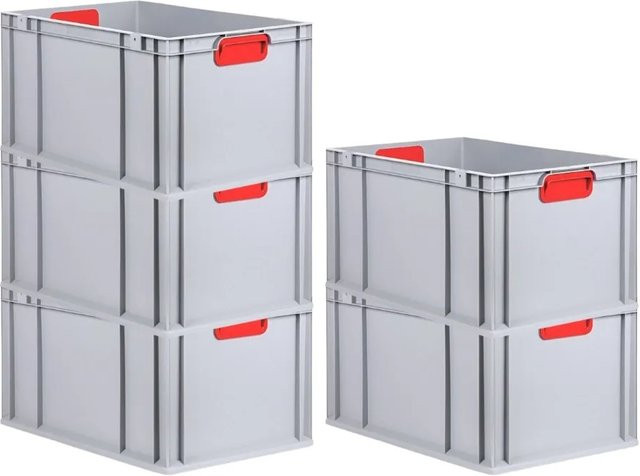 PROREGAL Spar Set 5x Eurobox Nextgen Color Transportboxen mit Griffen und verstärktem Boden, Farbe: Rot, H x B x T: 32 x 40 x 60 cm, 65 Liter - Bild 1