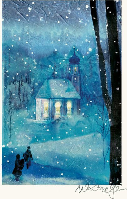 Kunstdruck Winternacht Abstract Blue Paper Poster A4 - Bild 1