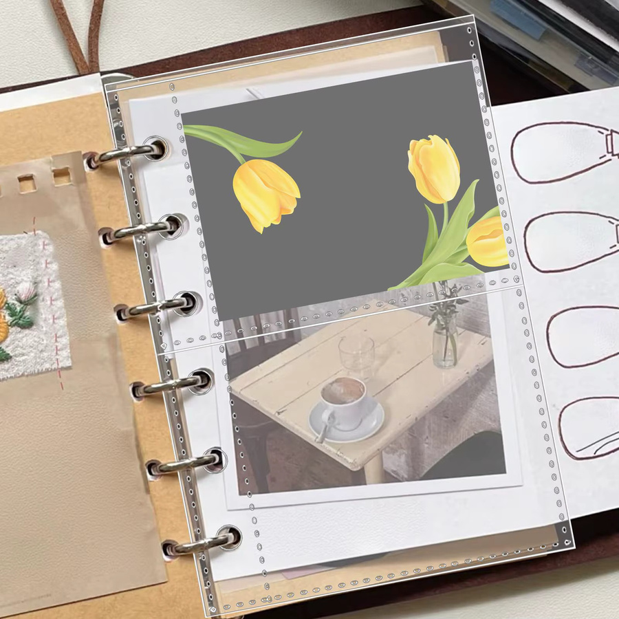 10 Stück A7 Binder Nachfülltaschen aus transparentem Kunststoff für 6 Ringe zur Aufbewahrung von Fotokarten und Dokumenten - Bild 2