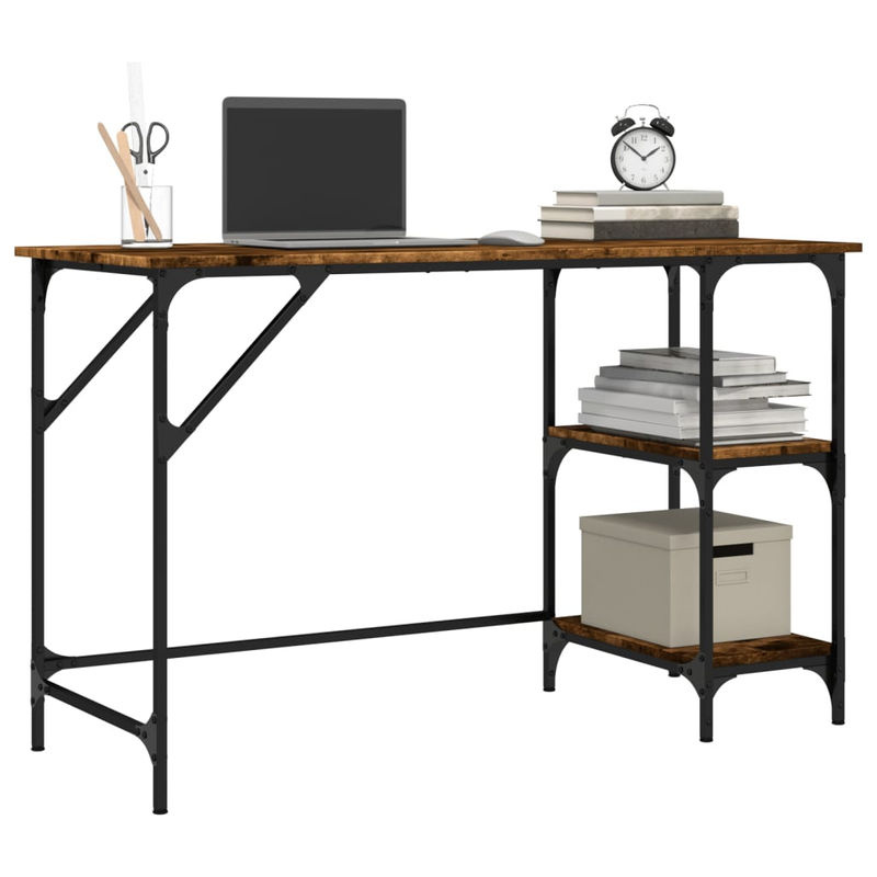 Vidaxl Schreibtisch im Industrial Design aus Holzwerkstoff und Metall, Farbe Braun, Geräucherte Eiche, B/T/H: 120 x 50 x 75 cm - Bild 4