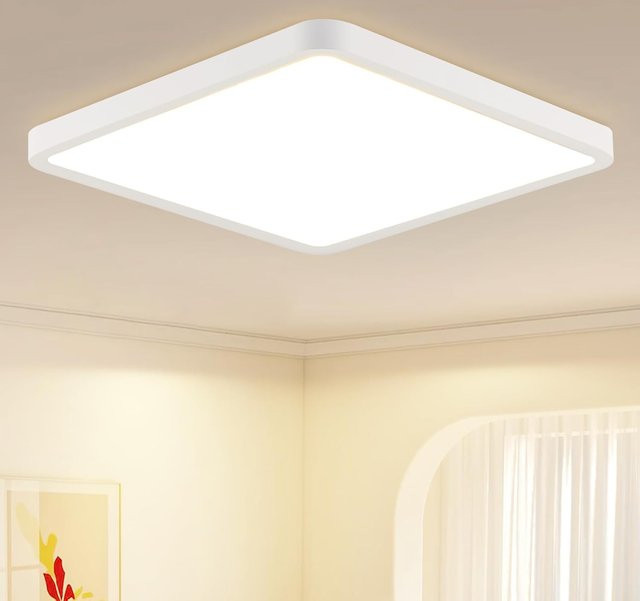 Cliheet LED-Deckenleuchte in Weiß, quadratisch, 18 W, 4000 K, ultradünne Unterputzleuchte für Badezimmer, Küche und Flur, Durchmesser: 23 cm - Bild 1