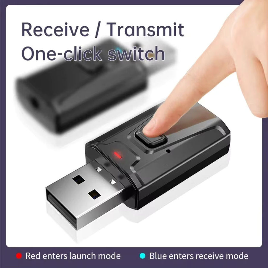 Muzisn 3-in-1 Bluetooth 5.0 Adapter Schwarz: USB und 3,5 mm AUX Sender und Empfänger mit Mikrofon für TV, PC, Kopfhörer und Auto - Bild 3