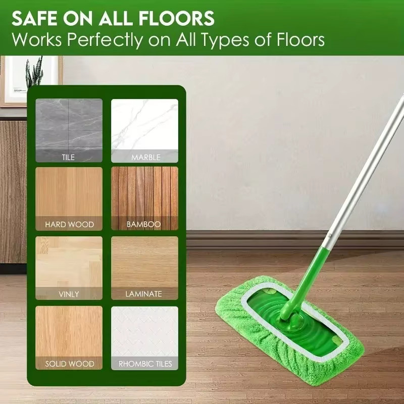 Untior Mikrofaser-Mopp-Pads für Swiffer, waschbare Ersatzlappen in Grau und Grün, 25,4 cm - Bild 2
