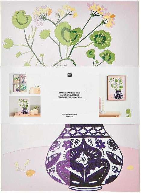 Rico Design Malen nach Zahlen Geranie auf Leinwand, Multicolor - Bild 1