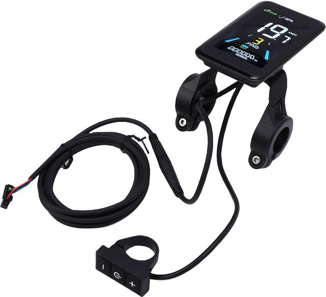 Igeteck Elektrisches Fahrrad LCD Display Panel 5-adrig Farbdisplay für 24V 36V 48V Roller inklusive Verlängerungskabel in Schwarz - Bild 1