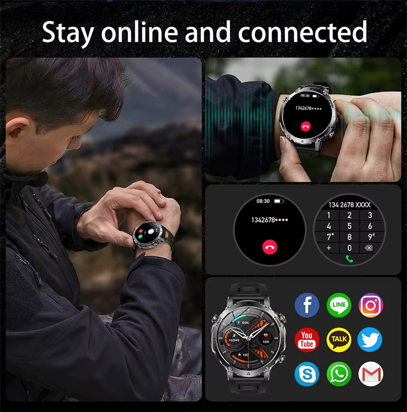 LIGE Smartwatch, 1,7 Zoll, Grau, Silikon, Herren - Bild 2