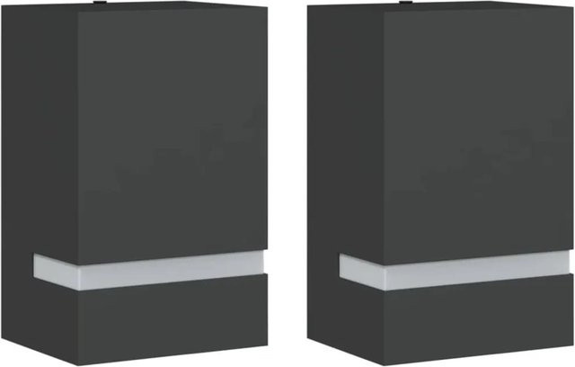 vidaXL Außenwandleuchten 2er Set aus Edelstahl und Kunststoff in Schwarz für Garten und Außenbereich mit IP44 Schutz und GU10 Fassung - Bild 1