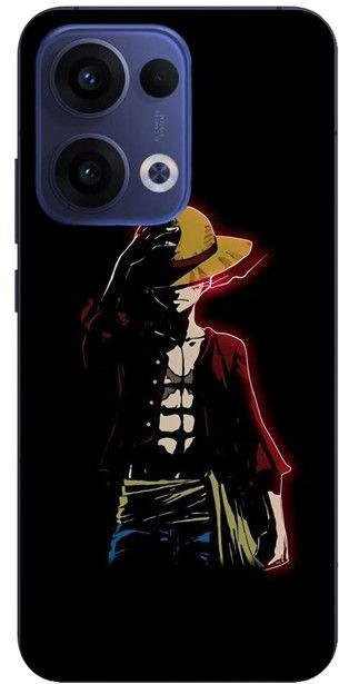 Maniacase Handyhülle für Oppo Reno 13 5G aus flexiblem Silikon in Schwarz mit One Piece Manga Luffy Design - Bild 1