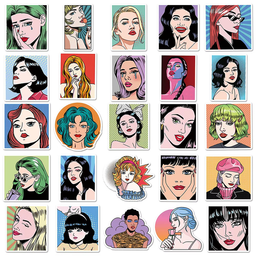 Charile Vintage Pop-Style Kunst Mädchen Cartoon Aufkleber, 10-teiliges Set - Bild 3
