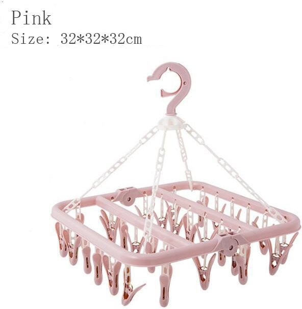Multifunktionaler zusammenklappbarer Wäscheständer von Yiran Furniture aus Kunststoff in Pink zum Trocknen von Unterwäsche, Socken und Handtüchern - Bild 1