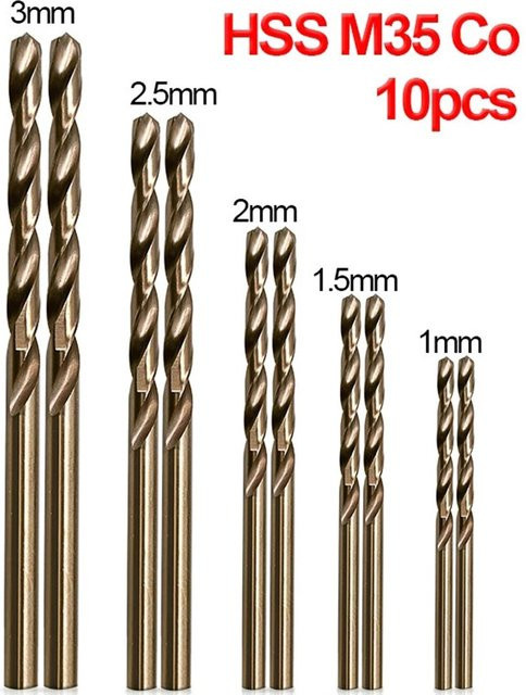VIBRATITE 10-teiliges HSS M35 Kobaltbohrer-Set für Edelstahl mit 135 Grad Split Point Tip, Durchmesser: 1 mm, 1,5 mm, 2 mm, 2,5 mm, 3 mm, 4 mm, 4,5 mm, 5 mm, 5,5 mm, 6 mm - Bild 1