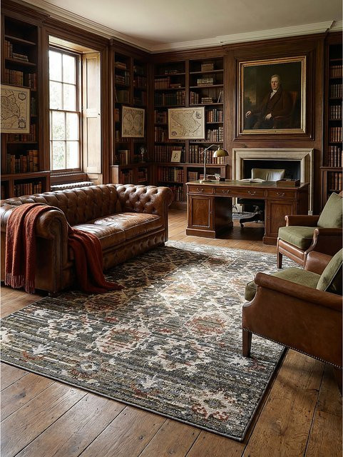 Kadima Design Teppich Kurzflor Grün mit Ethno-Kelim-Muster, B/T: 120 x 160 cm - Bild 1
