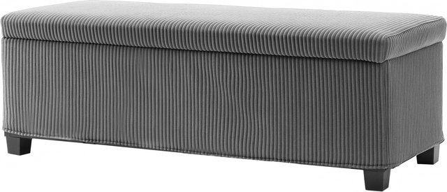 HOMCOM Aufbewahrungshocker als faltbare Aufbewahrungsbank mit Samtbezug, Grau, B/T/H: 112 x 42 x 40 cm - Bild 1